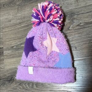 Frozen Girls Large Super soft Pompom Purple Knit Beanie